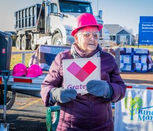 Joan Dunlop on construction site